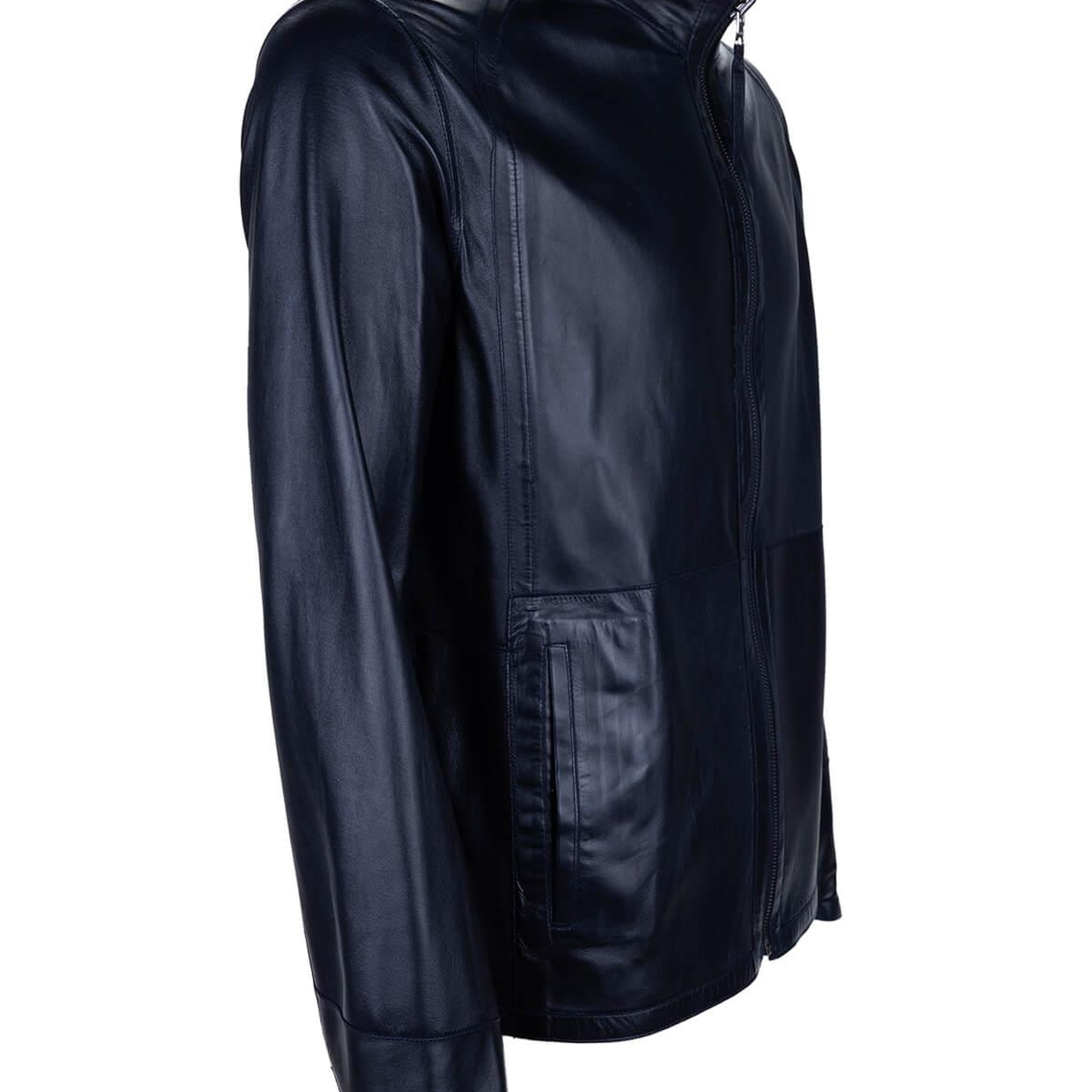 Tamer Tanca Erkek Hakiki Deri Lacivert Süet Deri Mont