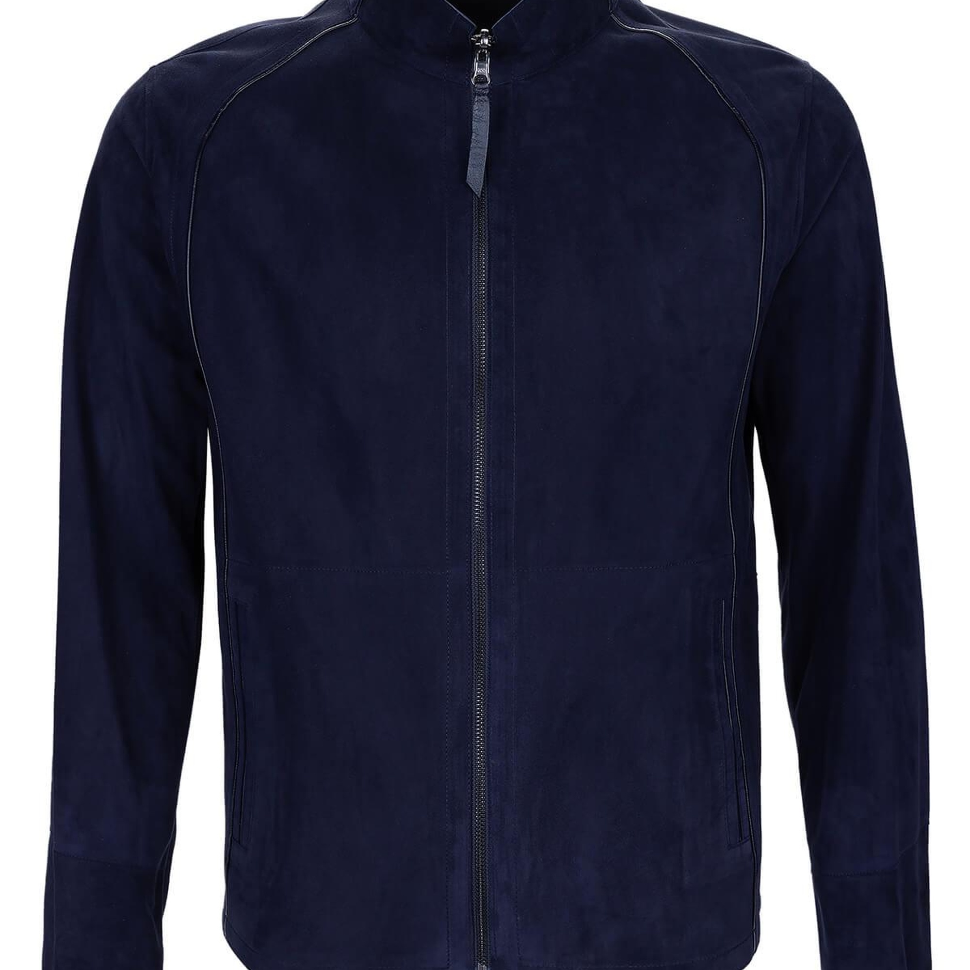 Tamer Tanca Erkek Hakiki Deri Lacivert Süet Deri Mont