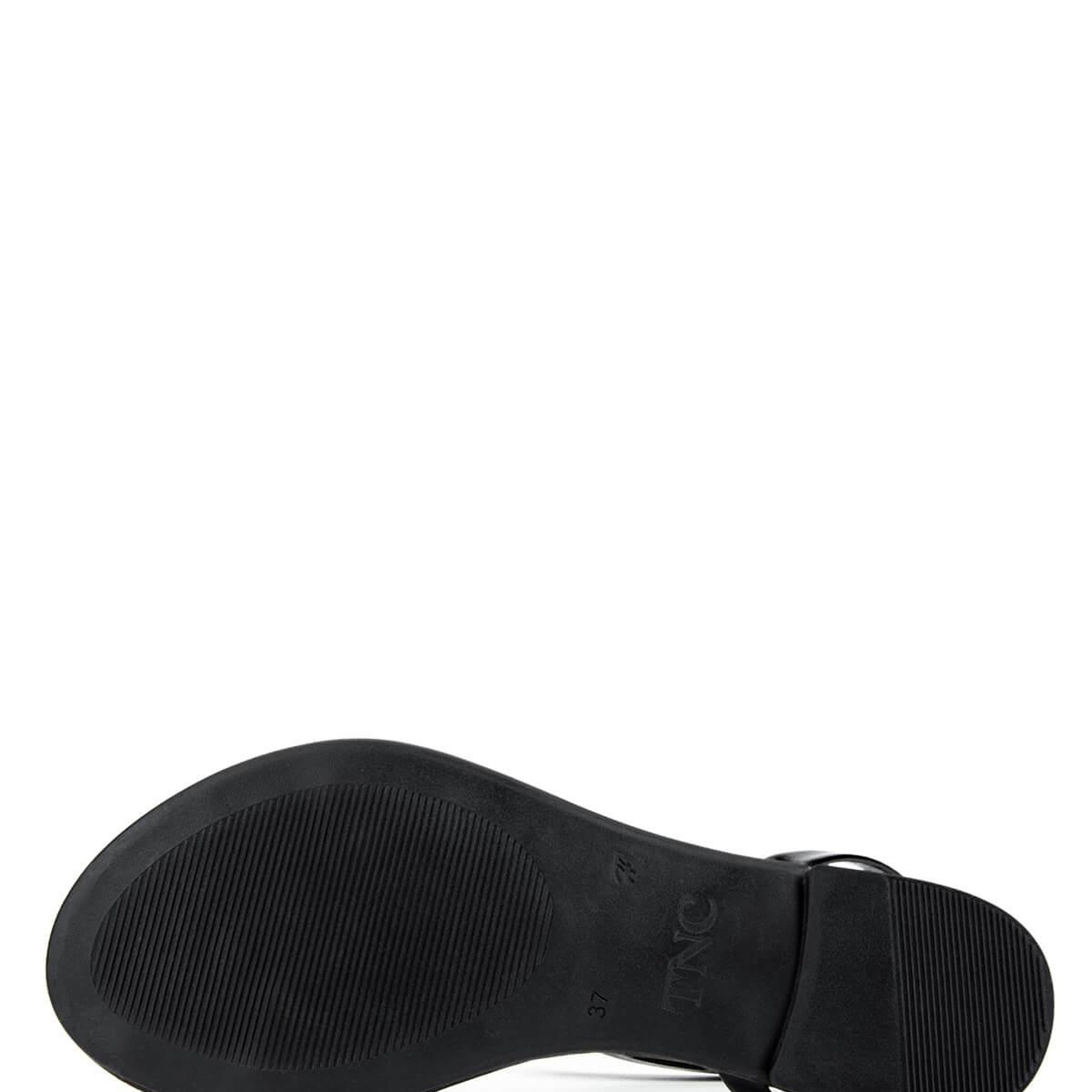 Tamer Tanca Kadın Hakiki Deri Siyah Rugan Düz Sandalet