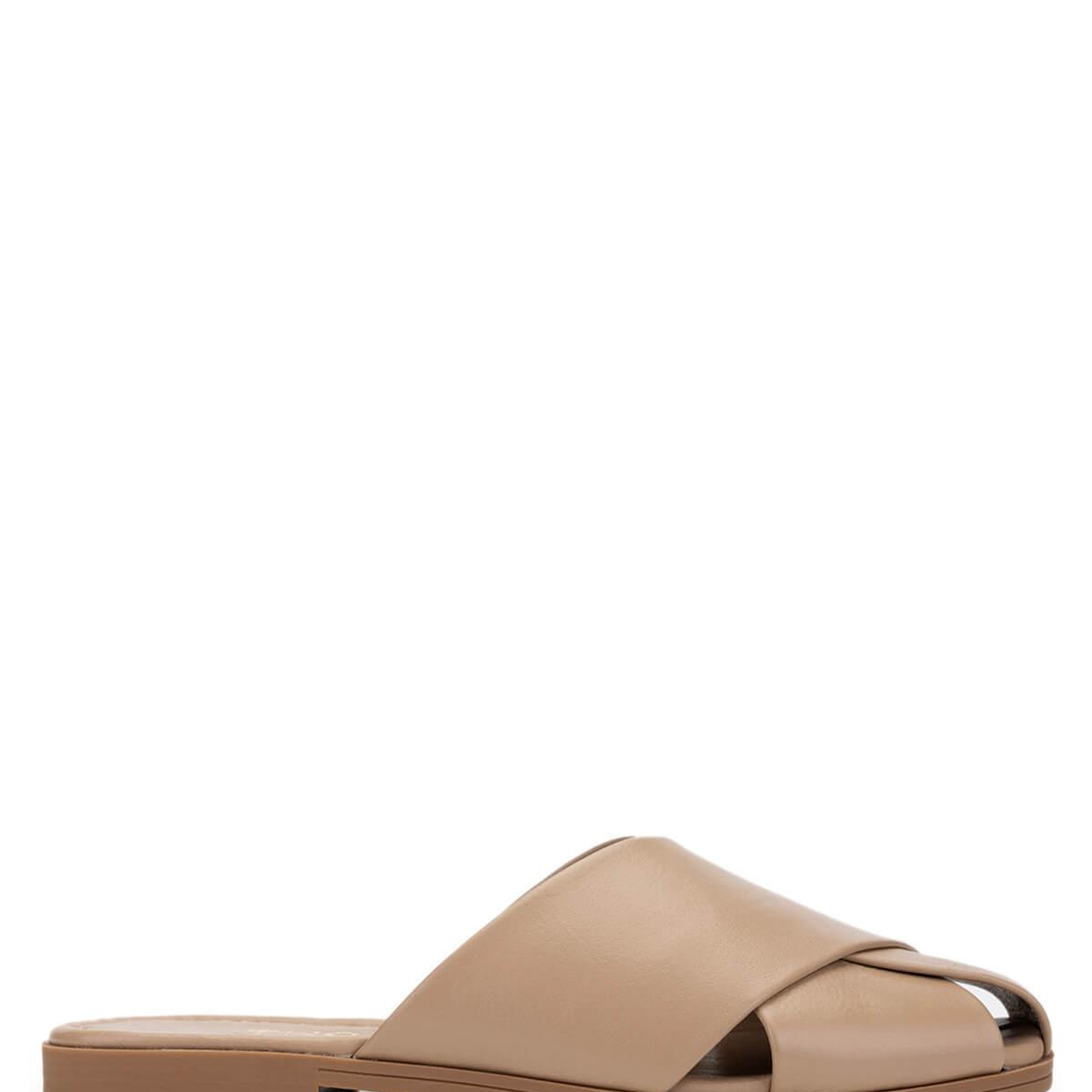 Tamer Tanca Kadın Hakiki Deri Bej Topuklu Terlik