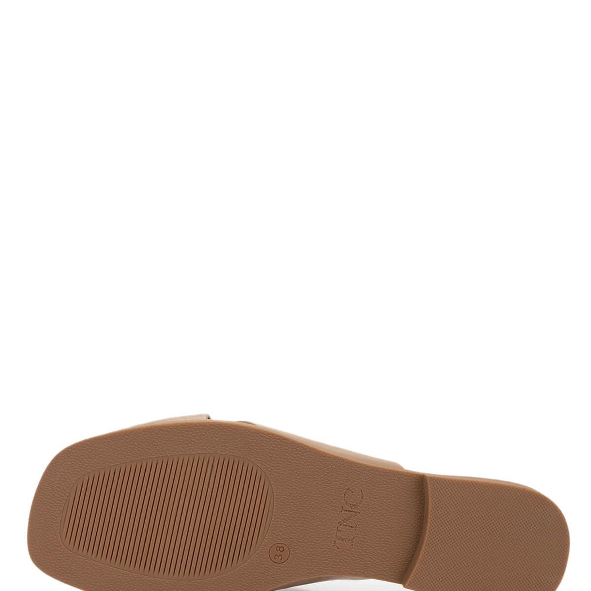 Tamer Tanca Kadın Hakiki Deri Bej Topuklu Terlik