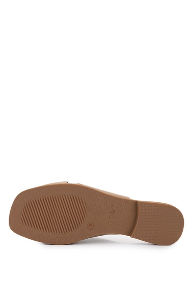  Tamer Tanca Kadın Hakiki Deri Bej Topuklu Terlik