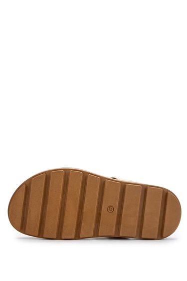  Tamer Tanca Kadın Hakiki Deri Bej Düz Terlik