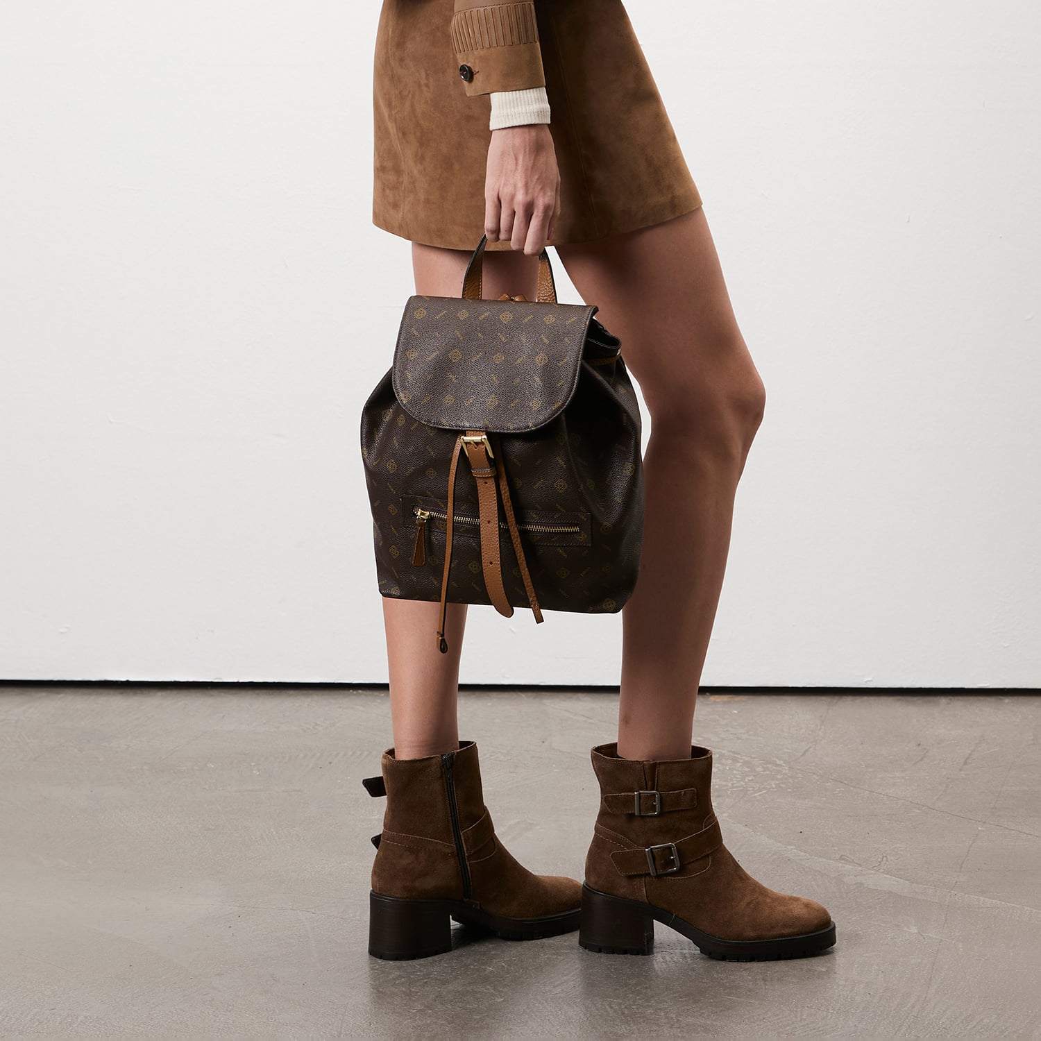  Brices Kemer Aksesuarlı Taba Kadın Topuklu Süet Bot