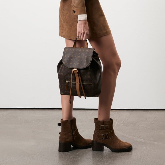  Brices Kemer Aksesuarlı Taba Kadın Topuklu Süet Bot