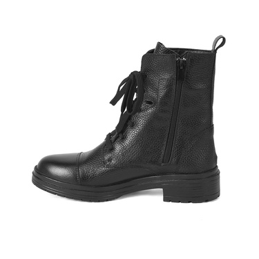  Lias Siyah Kadın Fermuarlı Deri Bot