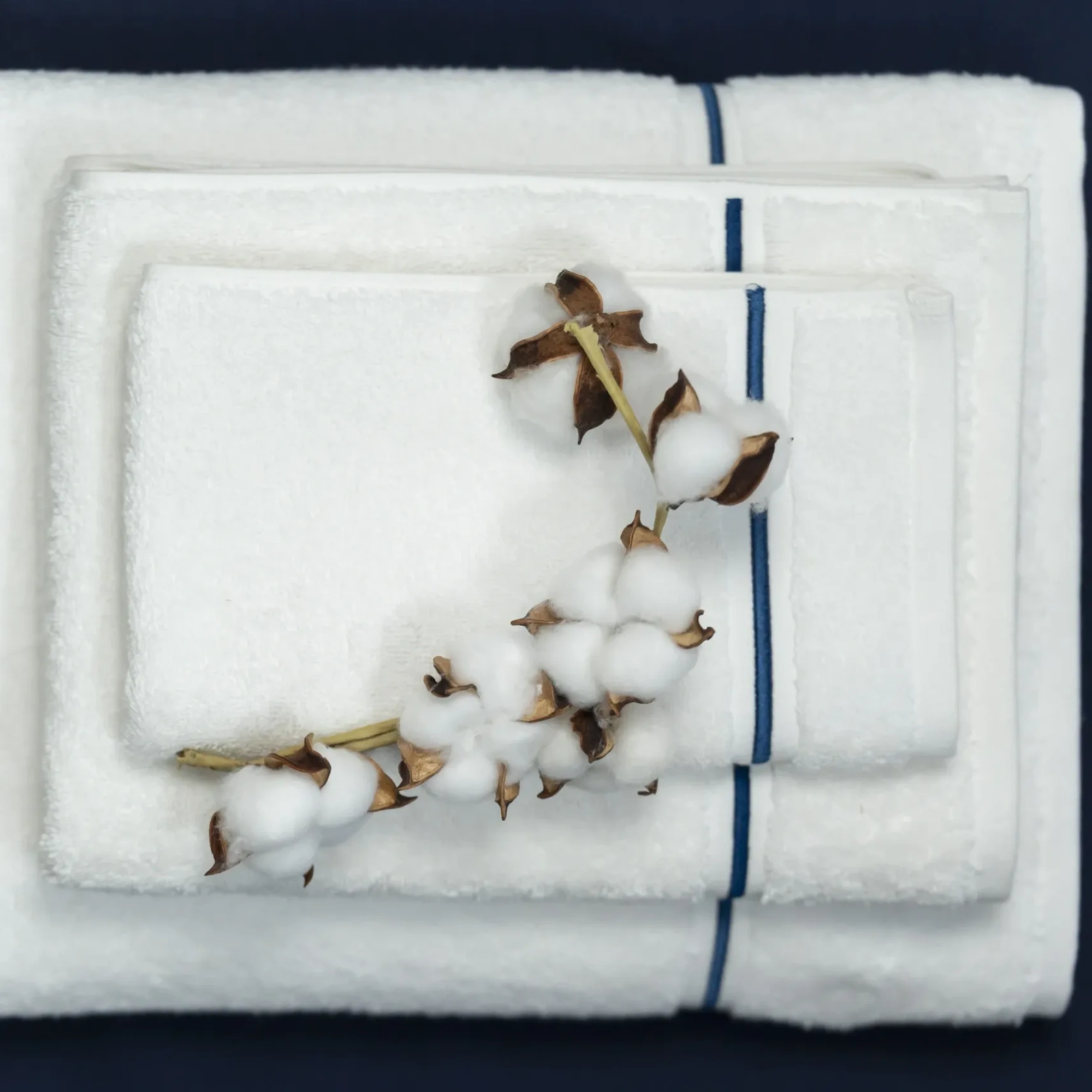 Qua Home Petunia Pima Pamuk El Havlusu Beyaz Lacivert 30x50 cm