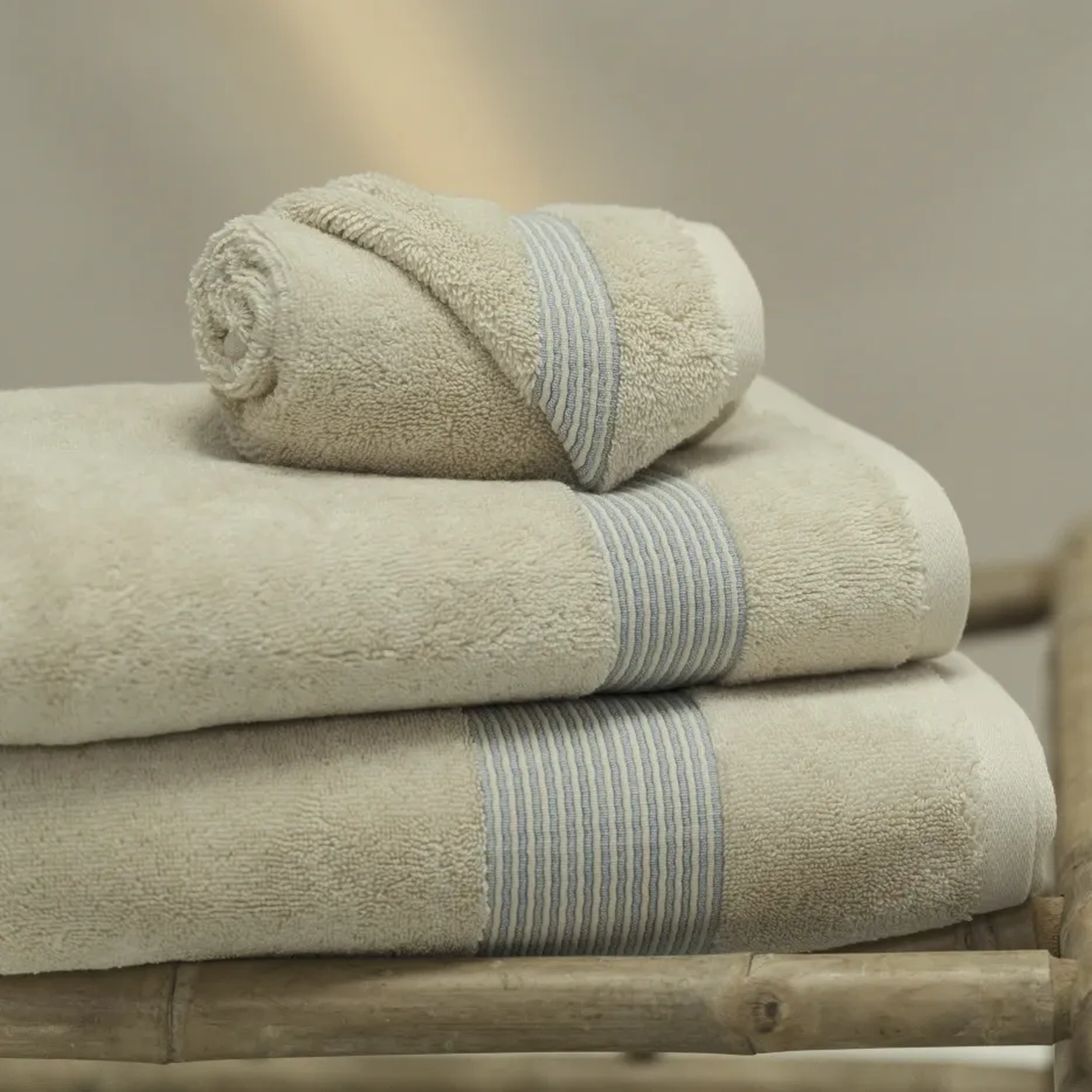 Qua Home Violette Penye Pamuk El Havlusu Beyaz Bej 30x50 cm