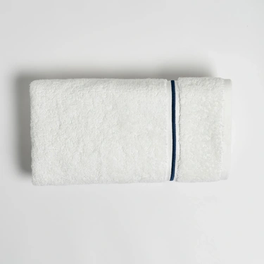  Qua Home Petunia Pima Pamuk Yüz Havlusu Beyaz Lacivert 50x90 cm