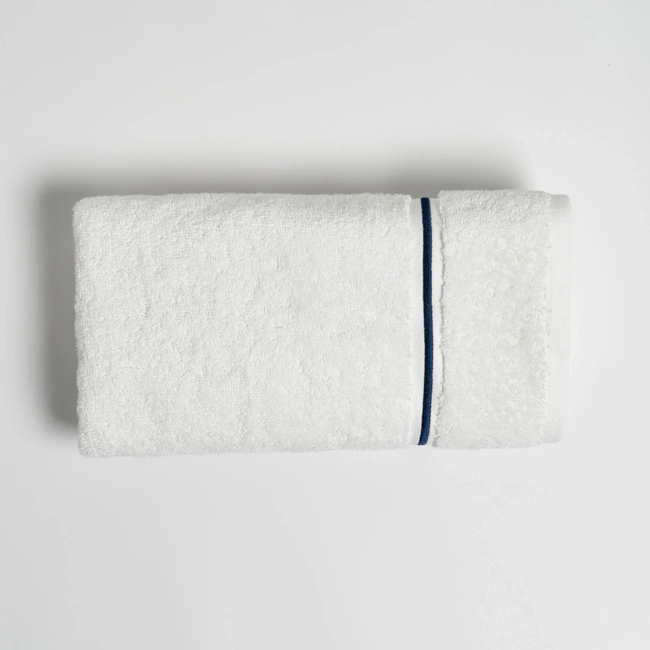  Qua Home Petunia Pima Pamuk Yüz Havlusu Beyaz Lacivert 50x90 cm