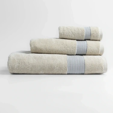  Qua Home Violette Penye Pamuk Yüz Havlusu Beyaz Bej 50x90 cm