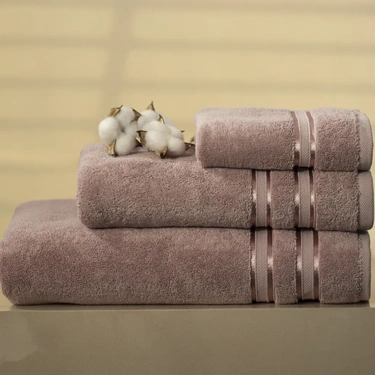  Qua Home Olite Penye Pamuk Yüz Havlusu Gül Kurusu 50x90 cm