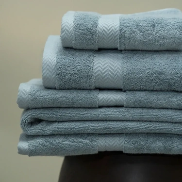  Qua Home Laure Penye Pamuk Yüz Havlusu Mavi 50x90 cm