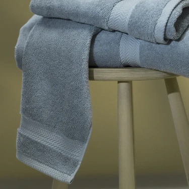  Qua Home Laure Penye Pamuk Yüz Havlusu Mavi 50x90 cm