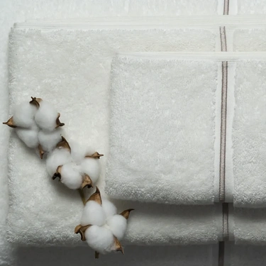  Qua Home Petunia Pima Pamuk Yüz Havlusu Beyaz Taş 50x90 cm