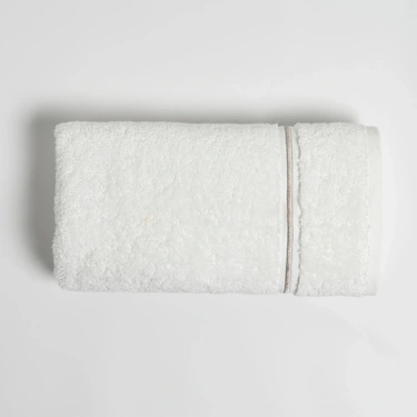  Qua Home Petunia Pima Pamuk Yüz Havlusu Beyaz Taş 50x90 cm