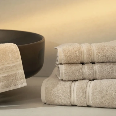  Qua Home Dandelion Pima Pamuk Yüz Havlusu Bej 50x90 cm