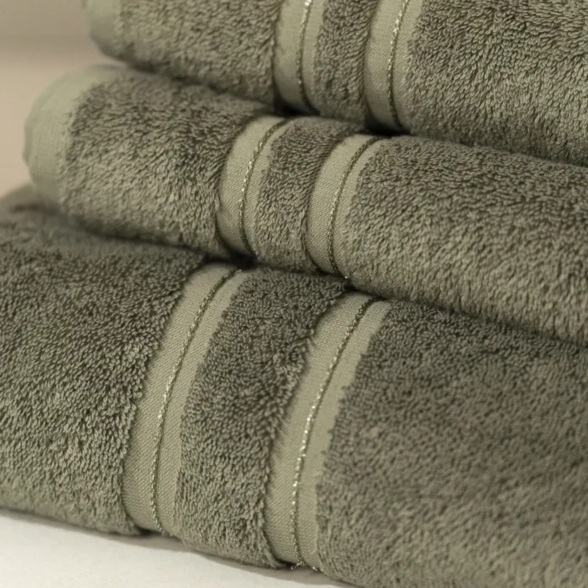 Qua Home Dandelion Pima Pamuk Yüz Havlusu Haki 50x90 cm