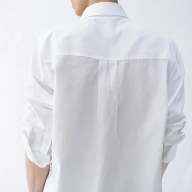  Qua Home Nora Kadın %100 Pamuklu Oversize Gömlek Beyaz