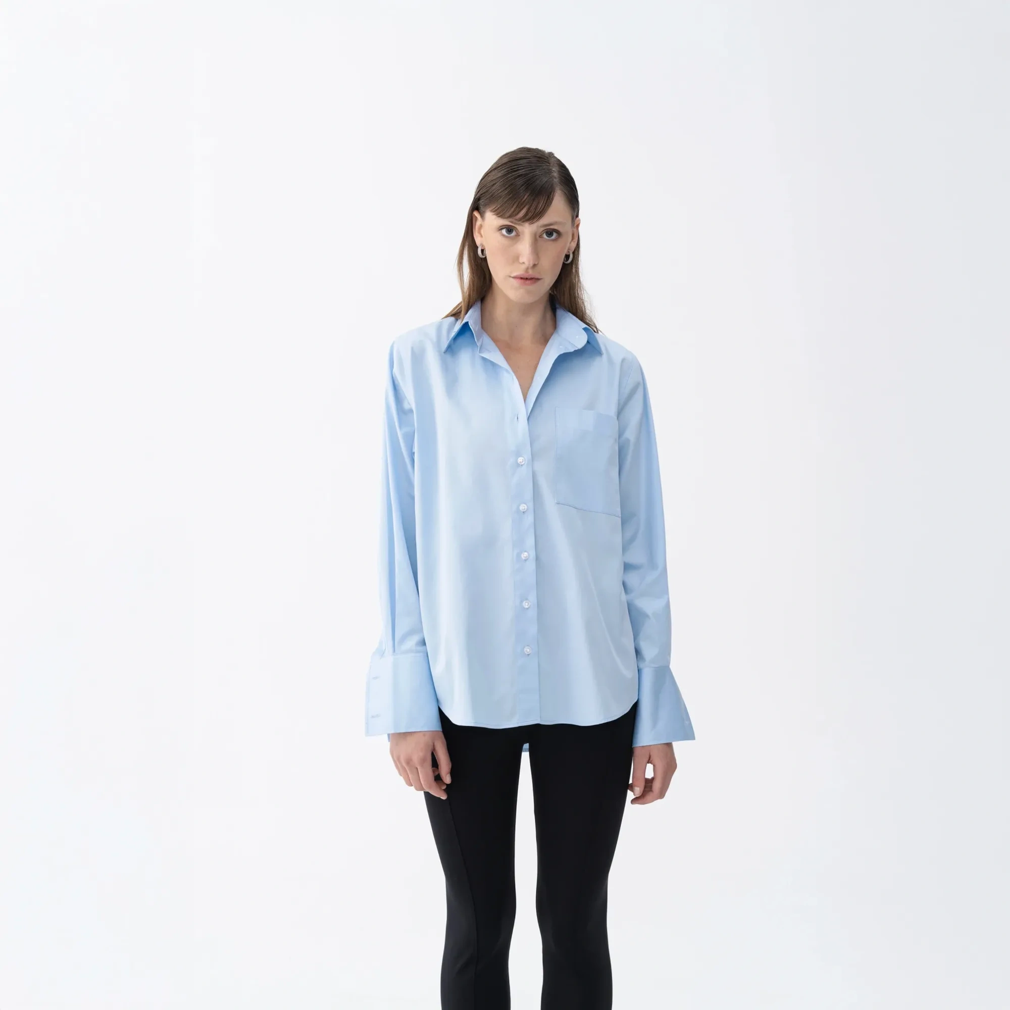 Qua Home Nora Kadın %100 Pamuklu Oversize Gömlek Mavi