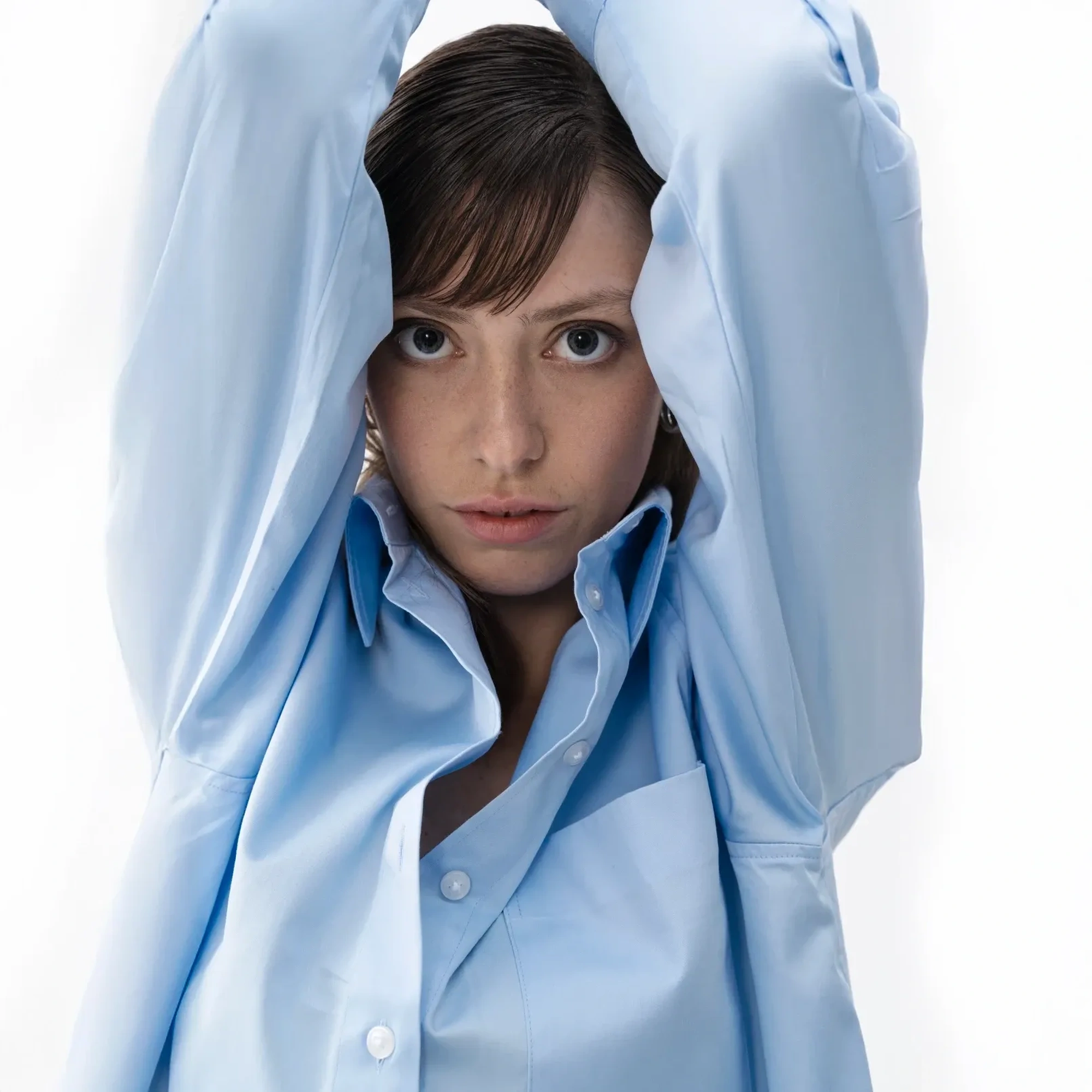 Qua Home Nora Kadın %100 Pamuklu Oversize Gömlek Mavi