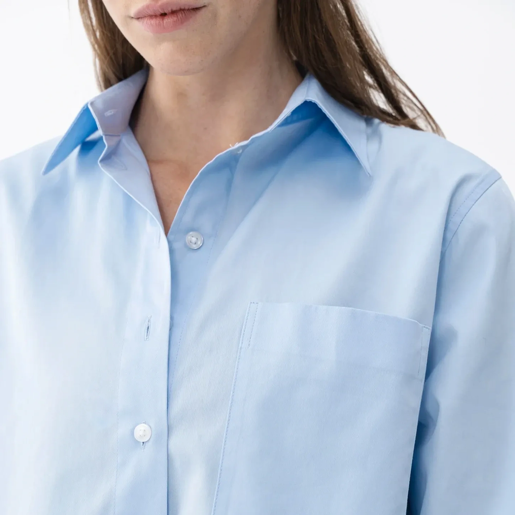 Qua Home Nora Kadın %100 Pamuklu Oversize Gömlek Mavi