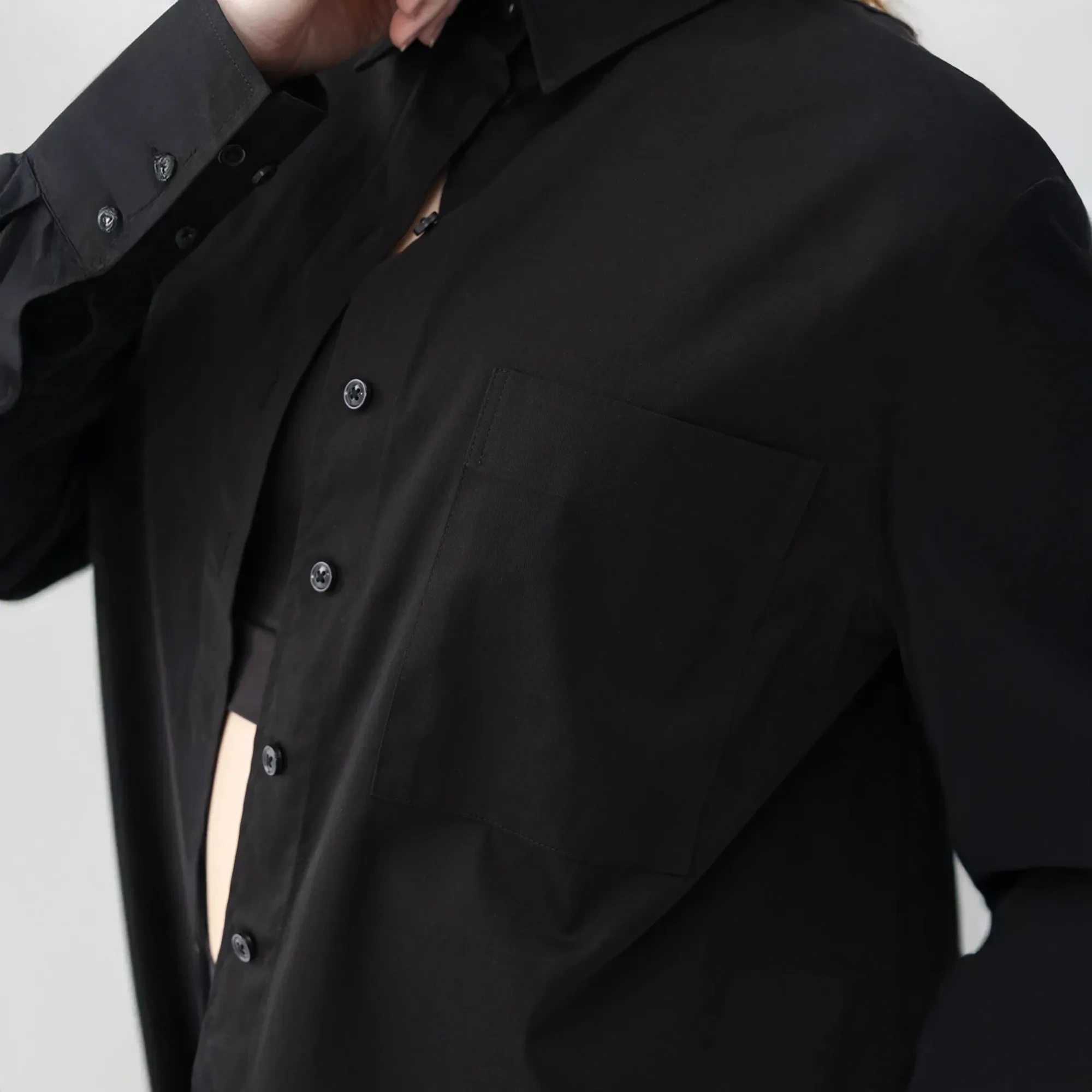 Qua Home Nora Kadın %100 Pamuklu Oversize Gömlek Siyah