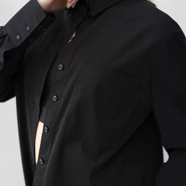  Qua Home Nora Kadın %100 Pamuklu Oversize Gömlek Siyah