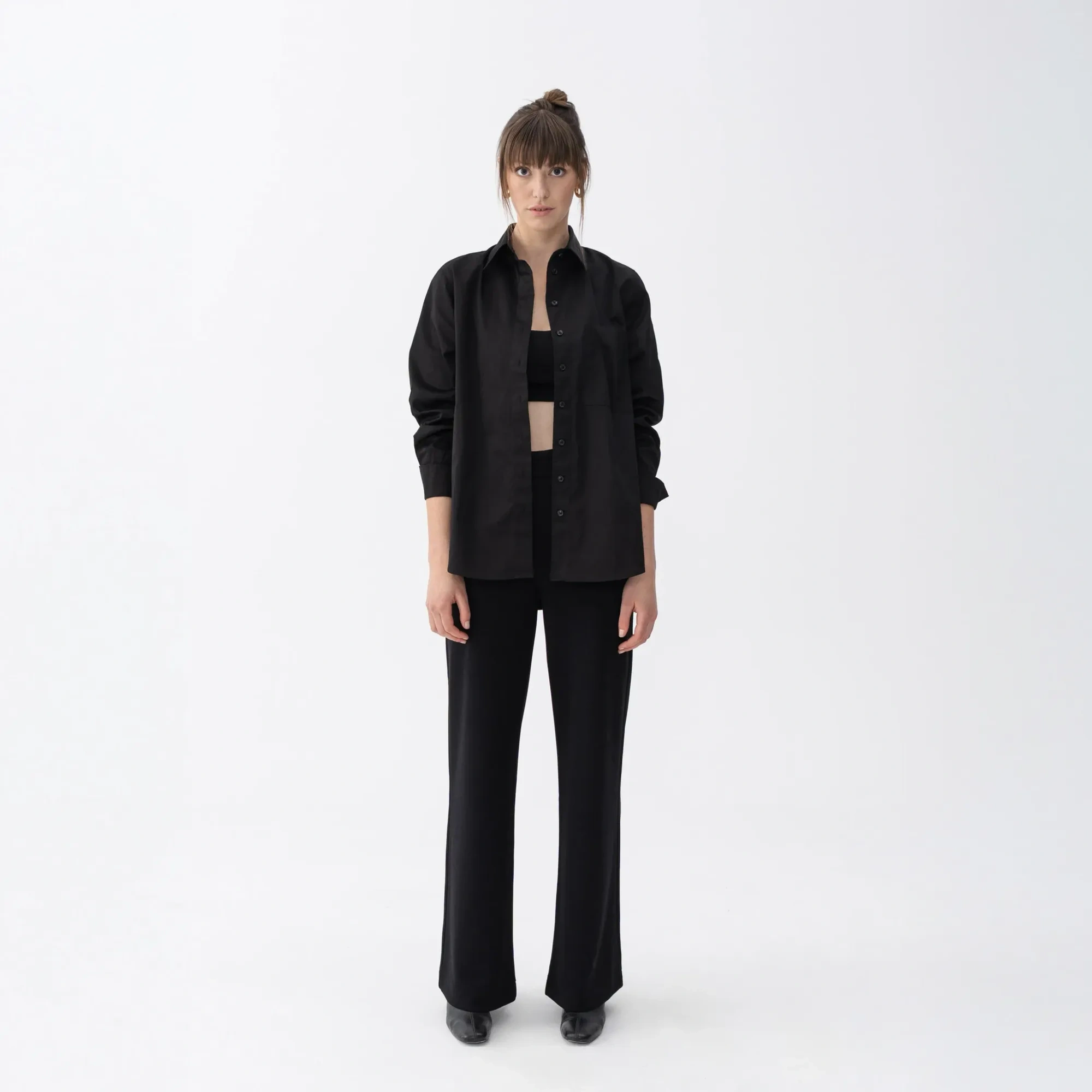 Qua Home Nora Kadın %100 Pamuklu Oversize Gömlek Siyah