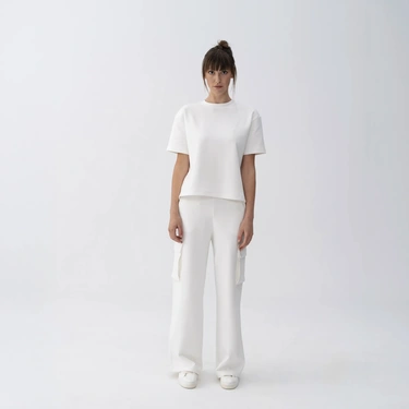  Qua Home Holly Kadın % 100 Pamuk Kısa Kol Tişört Bej