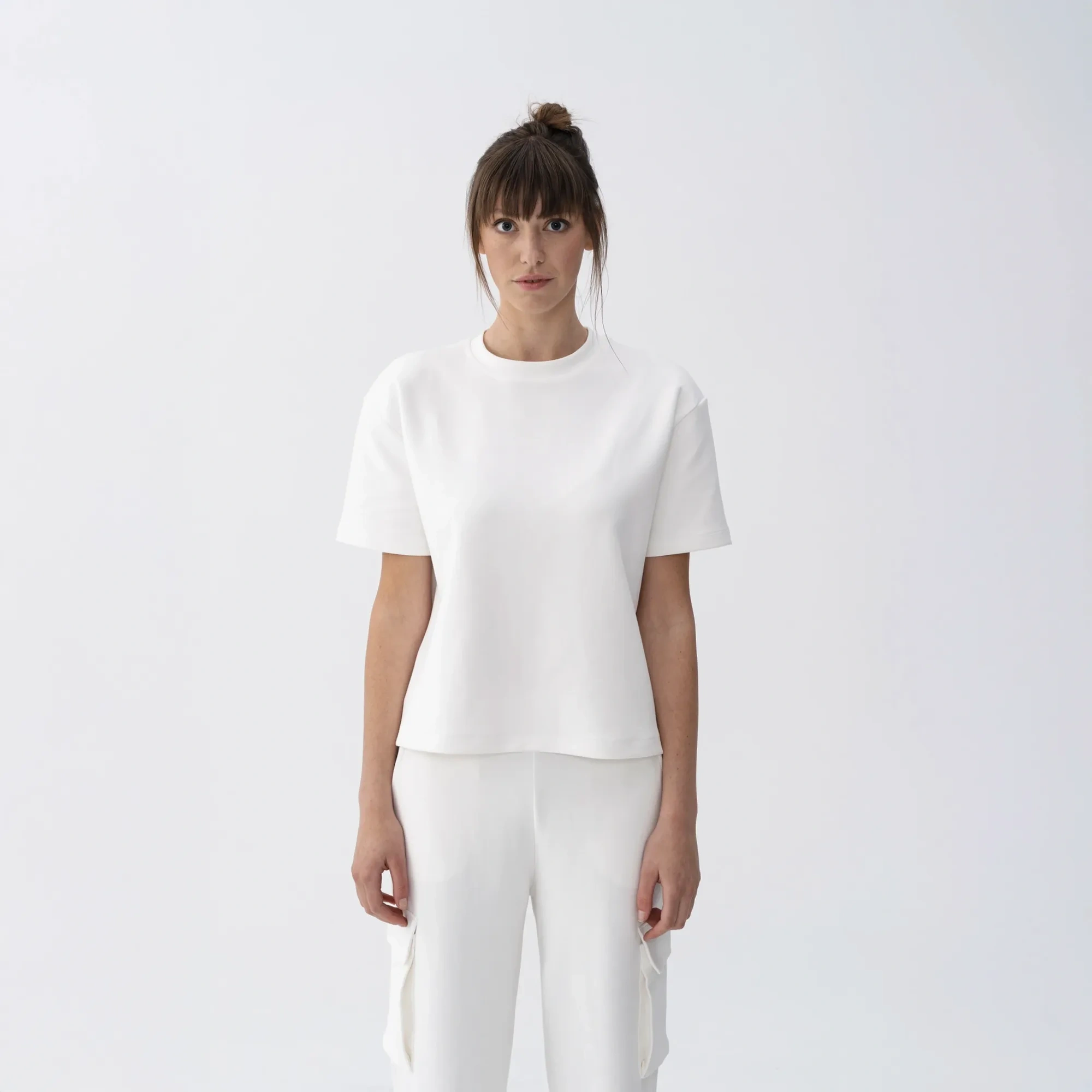 Qua Home Holly Kadın % 100 Pamuk Kısa Kol Tişört Bej