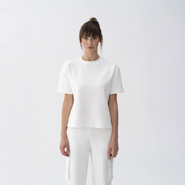  Qua Home Holly Kadın % 100 Pamuk Kısa Kol Tişört Bej