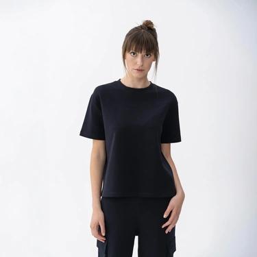  Qua Home Holly Kadın % 100 Pamuk Kısa Kol Tişört Lacivert