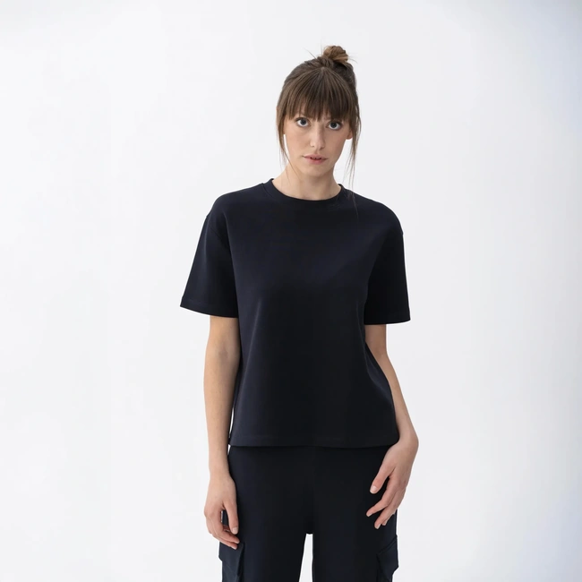  Qua Home Holly Kadın % 100 Pamuk Kısa Kol Tişört Lacivert