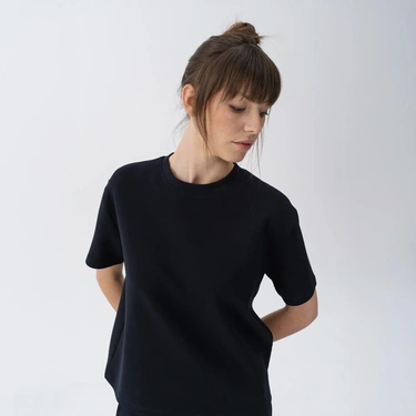  Qua Home Holly Kadın % 100 Pamuk Kısa Kol Tişört Lacivert