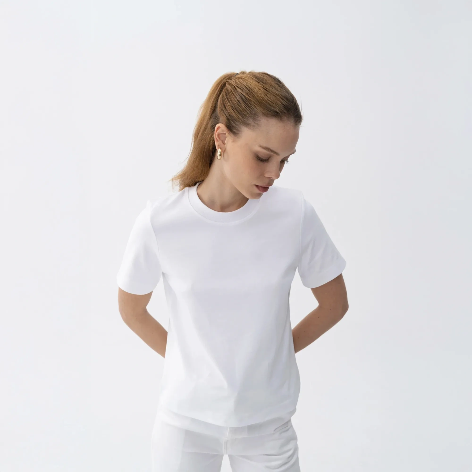 Qua Home Dori Kadın % 100 Pamuk Kısa Kol Tişört Beyaz