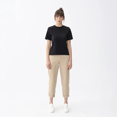  Qua Home Dori Kadın % 100 Pamuk Kısa Kol Tişört Siyah