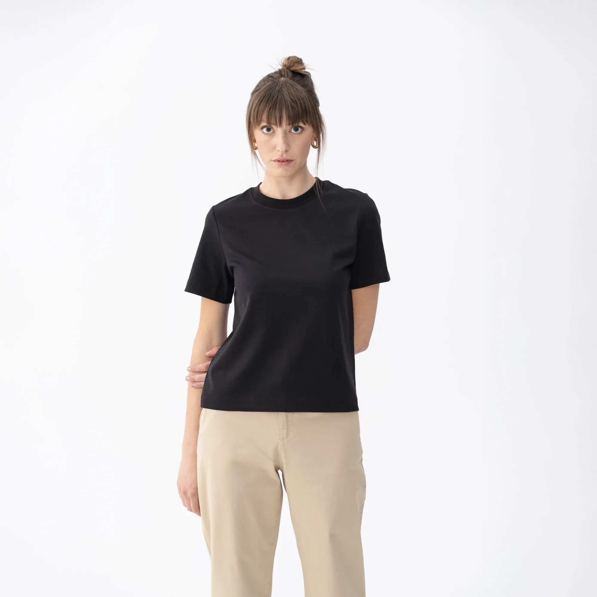  Qua Home Dori Kadın % 100 Pamuk Kısa Kol Tişört Siyah