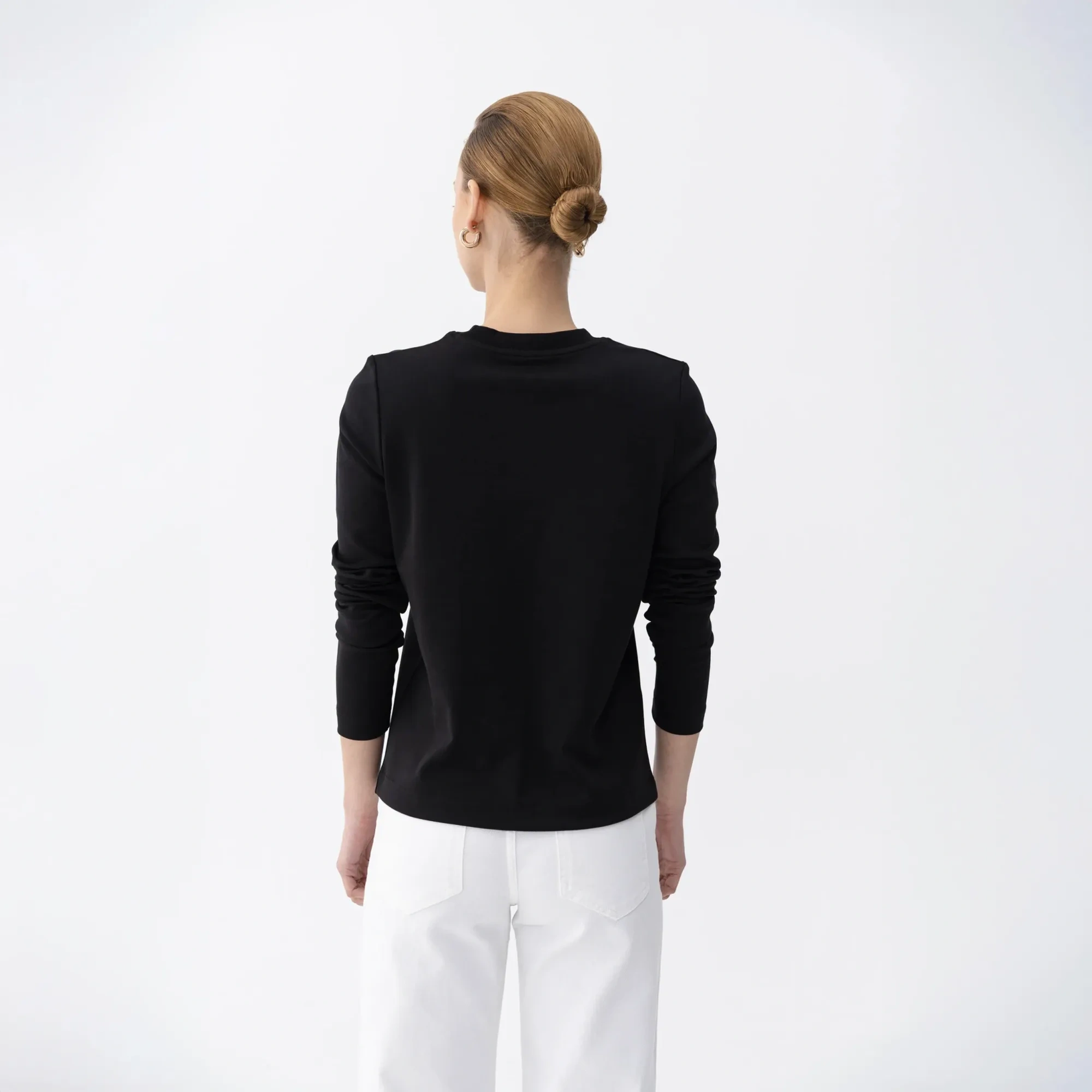 Qua Home Dori Kadın % 100 Pamuk Uzun Kol Tişört Siyah