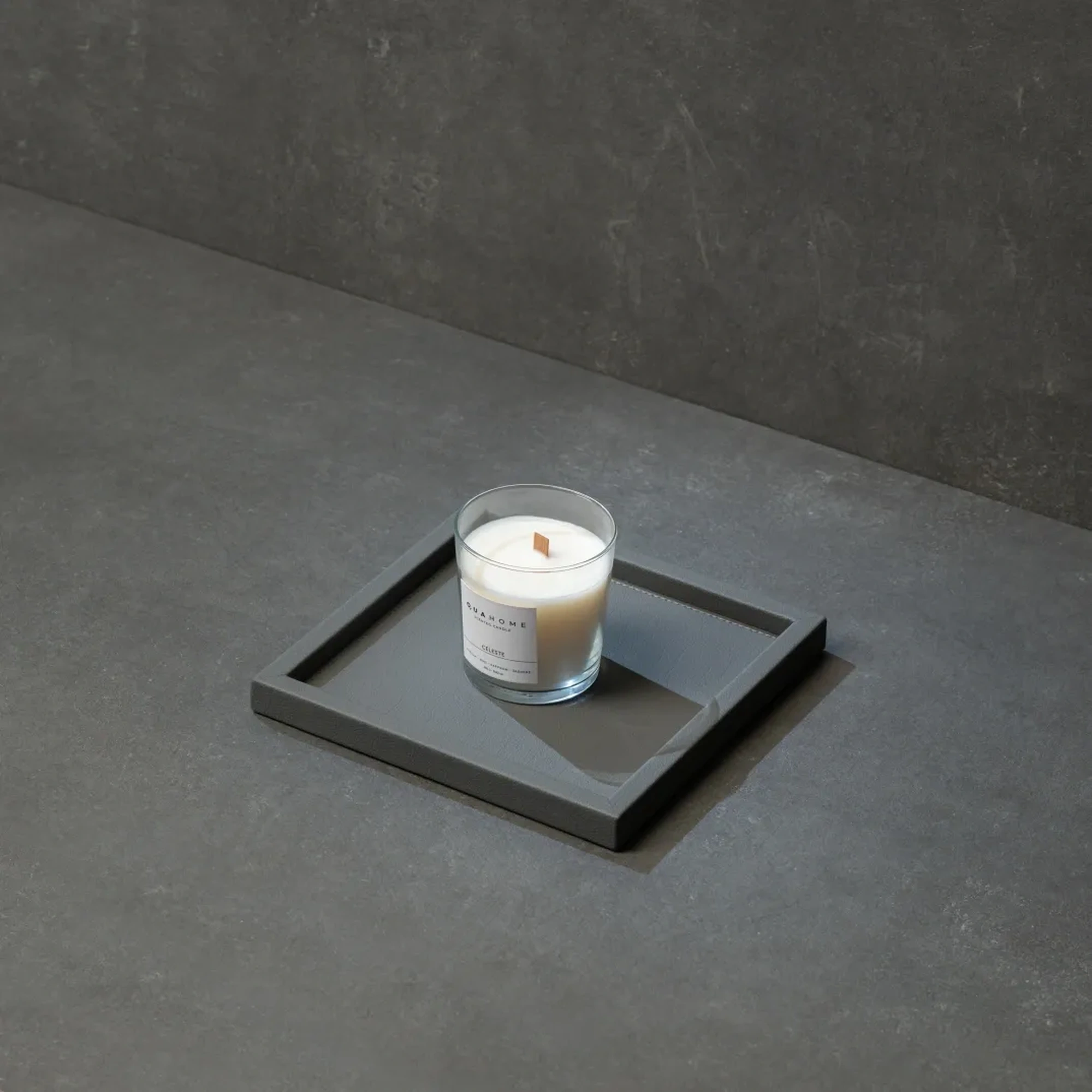 Qua Home Rita Dekoratif Deri Tepsi Antrasit 22x22x2,5 cm