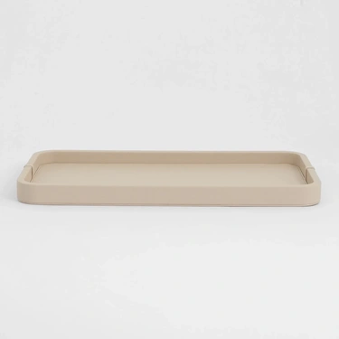  Qua Home Marta Dekoratif Deri Tepsi Krem 50x27x3 cm