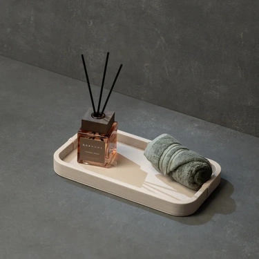  Qua Home Marta Dekoratif Deri Tepsi Krem 35x19x3 cm