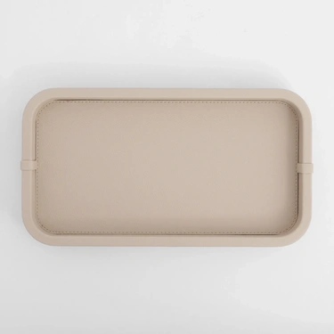  Qua Home Marta Dekoratif Deri Tepsi Krem 35x19x3 cm