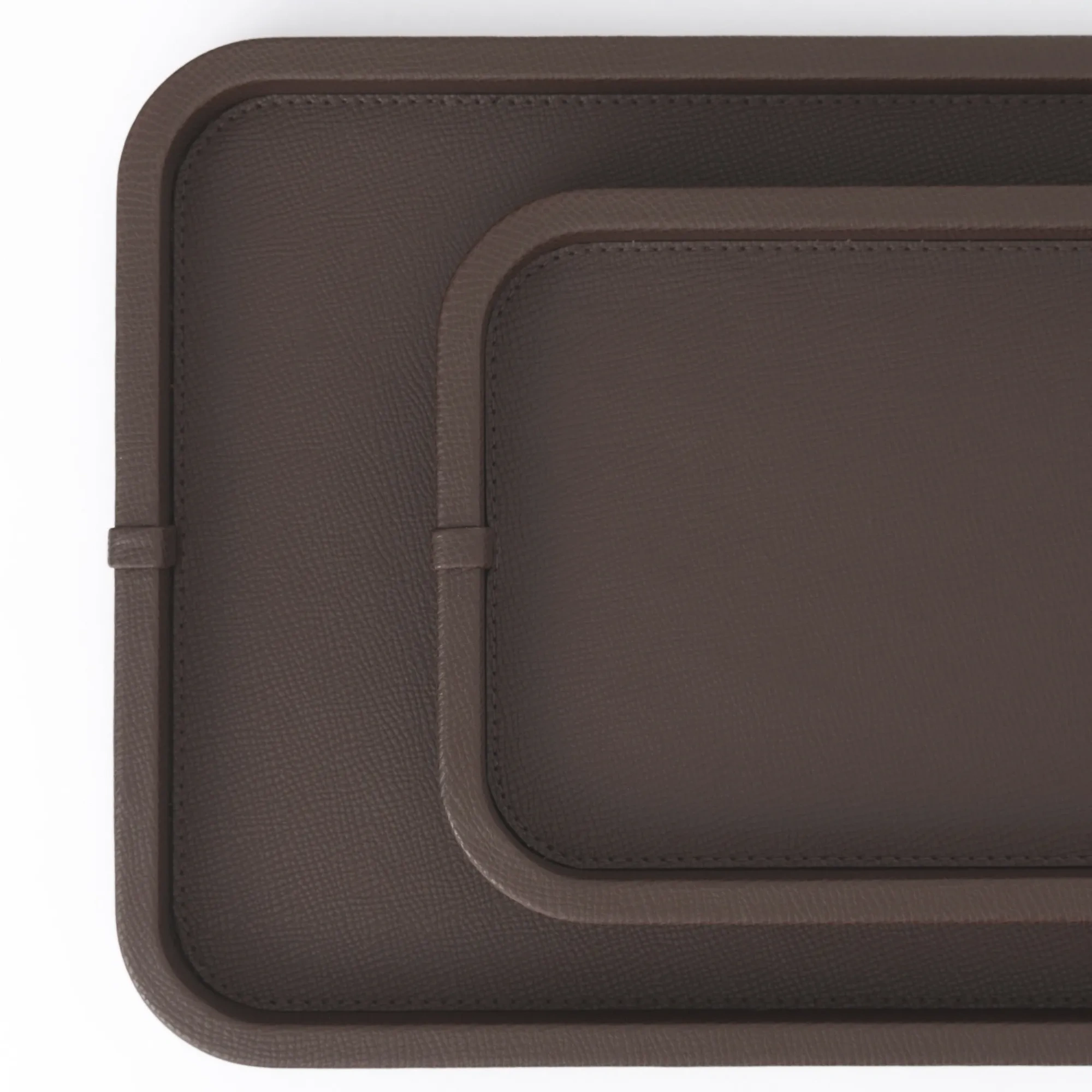 Qua Home Marta Dekoratif Deri Tepsi Koyu Kahverengi 35x19x3 cm