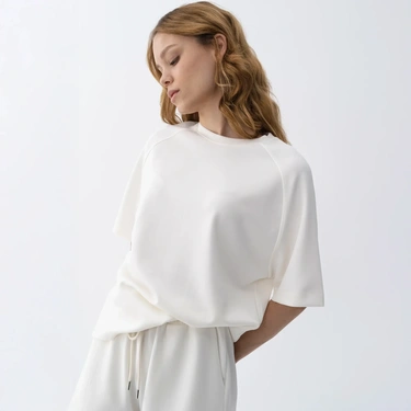  Qua Home Isla Kadın Modal T-shirt Ekru