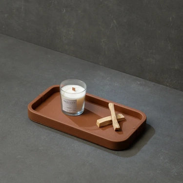  Qua Home Marta Dekoratif Deri Tepsi Açık Kahverengi 35x19x3 cm