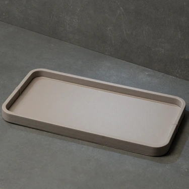  Qua Home Marta Dekoratif Deri Tepsi Vizon 50x27x3 cm