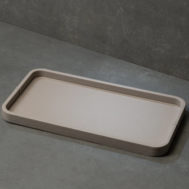  Qua Home Marta Dekoratif Deri Tepsi Vizon 50x27x3 cm