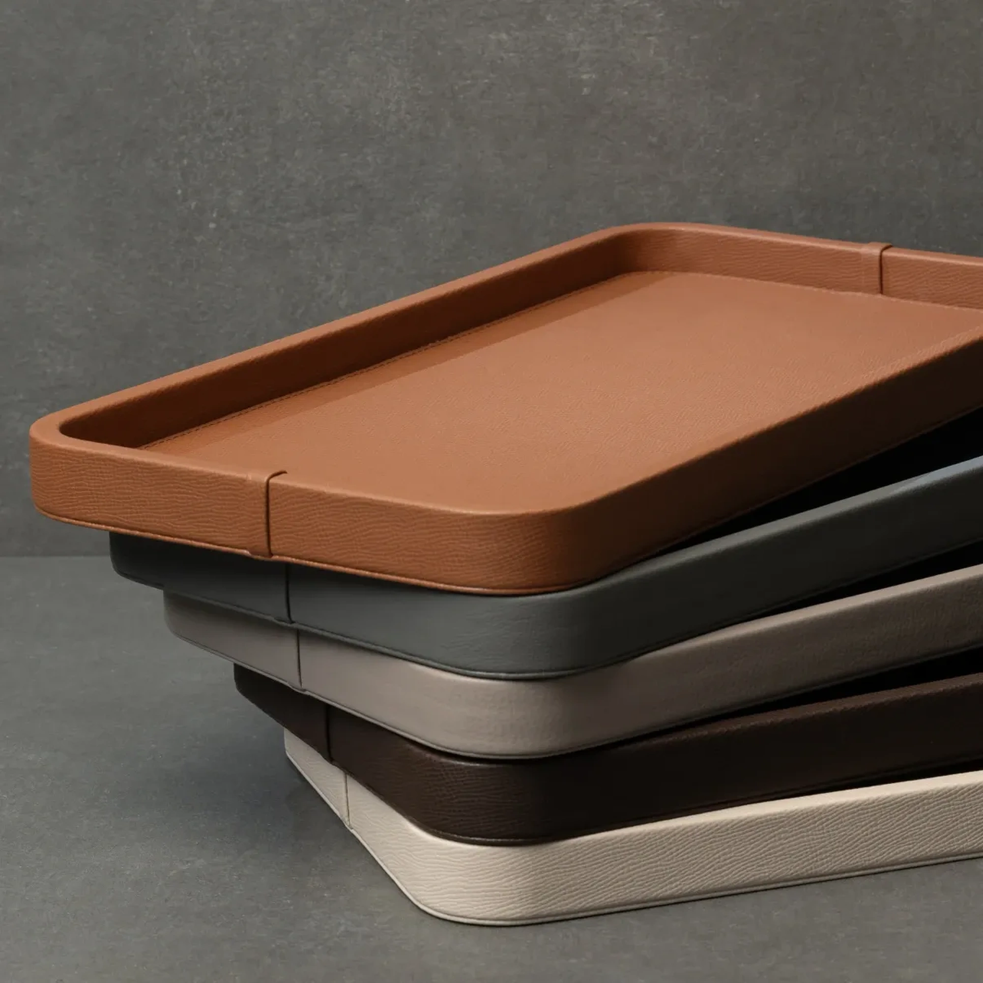 Qua Home Marta Dekoratif Deri Tepsi Vizon 50x27x3 cm