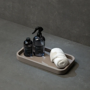  Qua Home Marta Dekoratif Deri Tepsi Vizon 35x19x3 cm